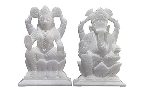 StonKraft - 7" (Big Size) - Ganesh Laxmi Idol - Marble Lord Ganesh Ganpati Ganesha Laxmi Lakshmi Idol, Statue, Murti, Sculpture