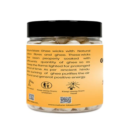 Pure Cow Ghee Lamp (Pack of 50 Pcs) Readymade Ghee Cotton Wicks | Arti Diya for Pooja | Ghee Wicks Batti | Easy Ghee Diya Wicks | Ghee Candles Cow Ghee Wicks | Ghee Jyoti Batti - size: Pack of 50