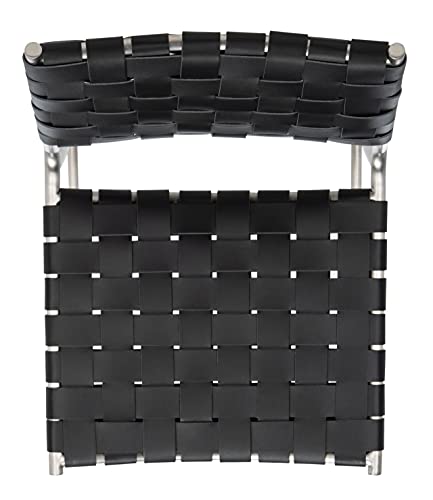 SAFAVIEH Home Collection Bahari Black Woven Leather/Silver 26-inch Kitchen Island Breakfast Nook Counter Stool (Fully Assembled) - color: Black/Silver