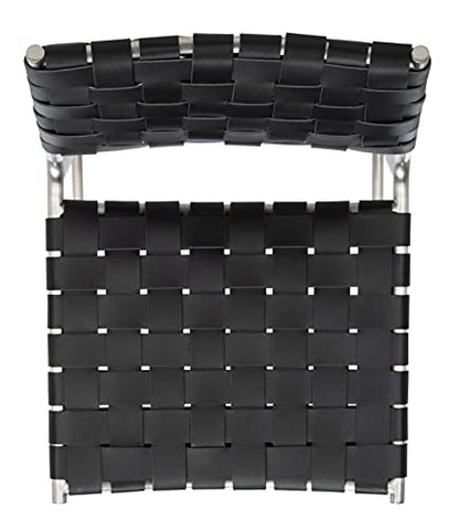 SAFAVIEH Home Collection Bahari Black Woven Leather/Silver 26-inch Kitchen Island Breakfast Nook Counter Stool (Fully Assembled) - color: Black/Silver