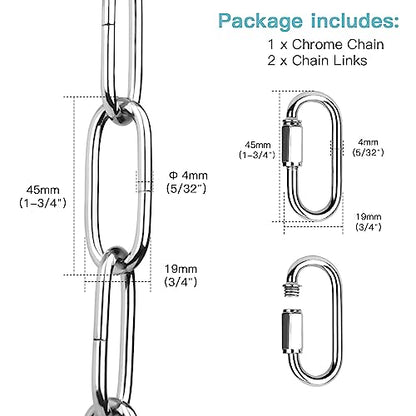 Helunsi Industrial Lighting Chain, 6 Feet Chrome Light Fixture Chain - color: Chrome
