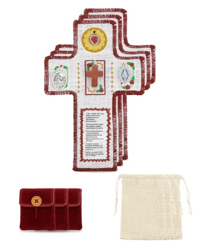 Onism Pocket Prayer Quilt with Cross, 3 Pack, Dark Red Stone Cross - color: 3pcs Red+stone–small (No Pocket)