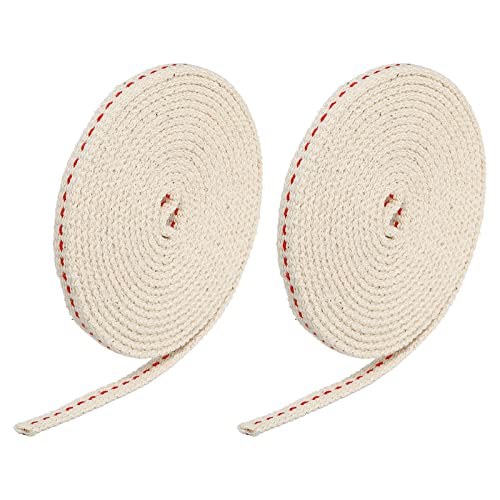 MECCANIXITY Oil Lamp Wick 0.24 Inch Flat Wide 6.5 Foot Cotton Lanterns Wick with Red Stitch for Kerosene Burner Lighting, 2 Roll - color: Red, size: 0.24 Inch x 6.5 Ft
