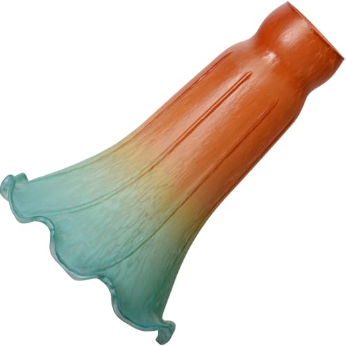 Bieye LS26 Lily Flower Blown Glass Lampshade (Orange Cyan, Opening I.D. 1.26" x O.D. 1.5") - color: Orange Cyan, size: Large I.D. 1.26" x O.D. 1.5"