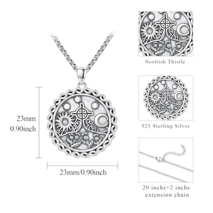 Coexist Necklace 925 Sterling Silver Yin Yang/Star of David Pendant World Religions Harmony Necklace Religion Jewelry Gift for Men - style: Scottish Thistle
