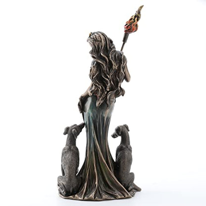 Veronese Design 13 3/8" Tall Cold Cast Resin Antique Bronze Finish Hecate Greek Goddess of Magic with Her Hounds Statue Figurine - color: Bronze, size: Large