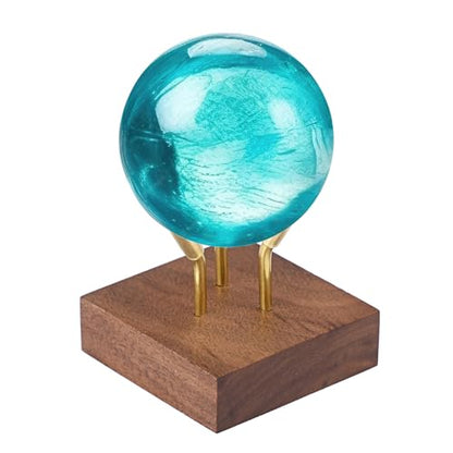 Hipiwe Metal Arm Display Stand Easel with Wooden Base Decorative Display for Sphere Crystal Ball Mineral Geodes Rock Agate Small Collectibles, Medium - size: Medium