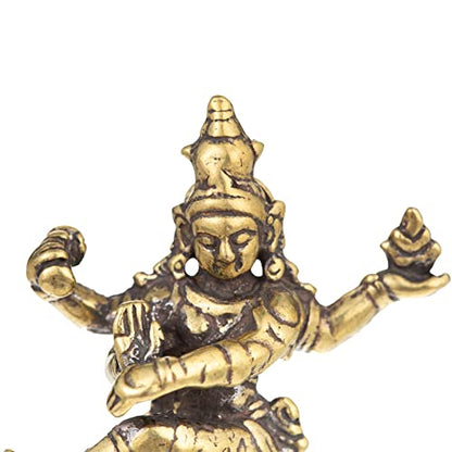 Mini Pocket Buddha Statue - Small Cute Tibetan Nepal Four-armed Tara Buddha Figurine - Copper Bronze Retro Style Handmade for Home Decor - size: E