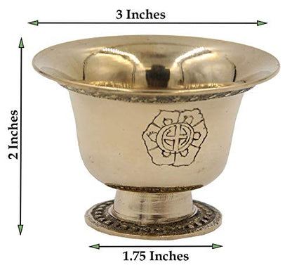 DharmaObjects Ghee Lamp Holder Candle Holder Tibetan Brass Oil Butter Lamp Buddhist Supplies (Medium)
