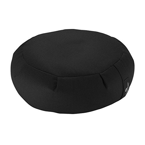 Hugger Mugger Zafu Meditation Cushion - Support in Cross-Legged Sitting, Buckwheat filled, Durable Fabric, Convenient Handle, Handmade in USA - color: Black