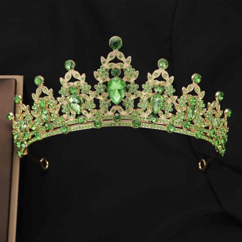 Kamirola Tiaras and Crowns for Women,Tiaras Earrings Necklace, Crystal Bridal Jewelry Set, Costume Party Halloween Prom Pageant Jewelry for Women(TR45) - color: Green