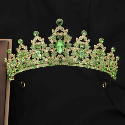 Kamirola Tiaras and Crowns for Women,Tiaras Earrings Necklace, Crystal Bridal Jewelry Set, Costume Party Halloween Prom Pageant Jewelry for Women(TR45) - color: Green