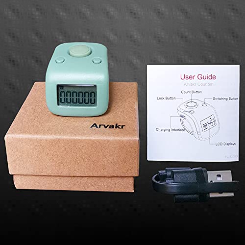 Rechargeable Silent Finger Counter 6 Channels Digital Tasbih Tally Clicker with LED for Prayer Knitting Sports Gift - color: White X