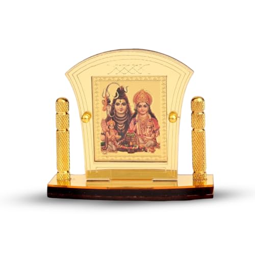 Shiv Parivar Golden Foil (Plated) for Car Dashboard Showpiece Home Décor