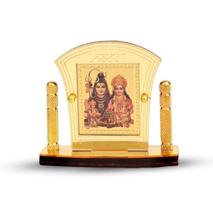 Shiv Parivar Golden Foil (Plated) for Car Dashboard Showpiece Home Décor