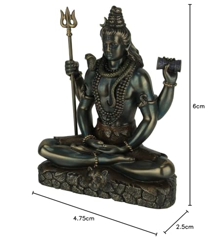 Veronese Design Lord Shiva Statue 6.25 Inch - Hindu God Meditation Figurine in Lotus Pose - Cold Cast Bronze Finish Resin Sculpture - Spiritual Home Decor & Religious Gift for Collectors