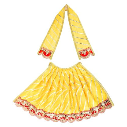 Set of 2 Durga Devi Dress poshak Puja Cloth lehanga Chunari-Red,Yellow(7") - size: 7 Inches
