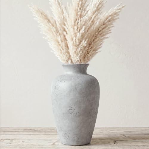 Large Handmade Retro Grey Ceramic Vase, Height 12 inches, Decorative Vase - color: 12"h-vintage Grey
