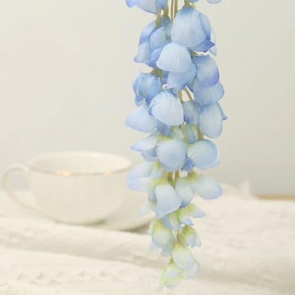 4pcs 47.2in Artificial Fake Wisteria Hanging Flower Garland Silk(blue) - color: Blue