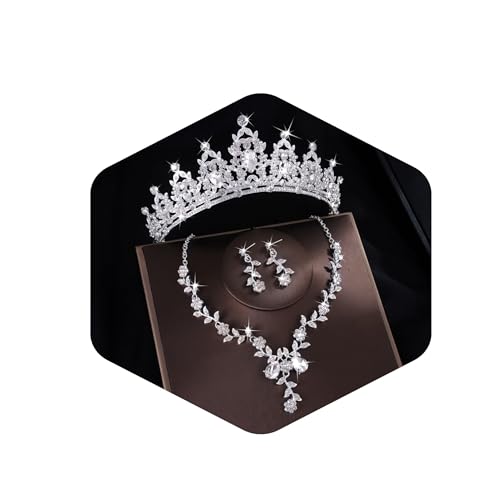 Kamirola Tiaras and Crowns for Women,Tiaras Earrings Necklace, Crystal Bridal Jewelry Set, Costume Party Halloween Prom Pageant Jewelry for Women(TR45) - color: Silver