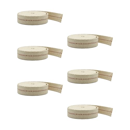 Light of Mine - 3/4" Inch 6' Foot, 100% Cotton Flat Wick - 6 Pack, for Paraffin Oil, Kerosene Based Lanterns, and Oil Lamps with Genuine Red Stitch (3/4" - 6' Roll, 6 Pack) - size: 3/4" 6 foot - 6 Pack