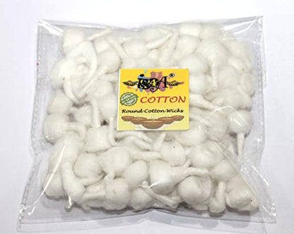 IS4A Puja Cotton Wicks Religous Long Jyot Bati Akhand Oil Lamp Diya Diwali Lighting (Round)