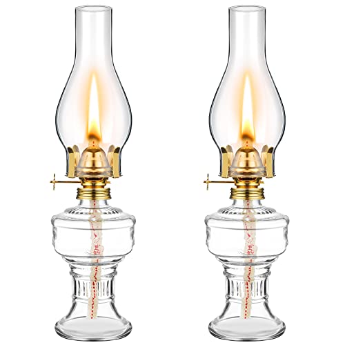 2 Pcs Oil Lamps for Indoor Use, Hurricane Kerosene Lamp, Clear - color: Clear