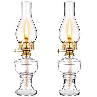 2 Pcs Oil Lamps for Indoor Use, Hurricane Kerosene Lamp, Clear - color: Clear