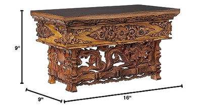 Tribe Azure Fair Trade Small Altar Table, Meditation Table Altar, Small Puja Table, Meditation Altar Wood Wiccan Buddhist, Tea Japanese, Low Side Dragon (Small) - size: Small Dragon