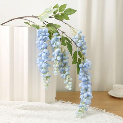 4pcs 47.2in Artificial Fake Wisteria Hanging Flower Garland Silk(blue) - color: Blue