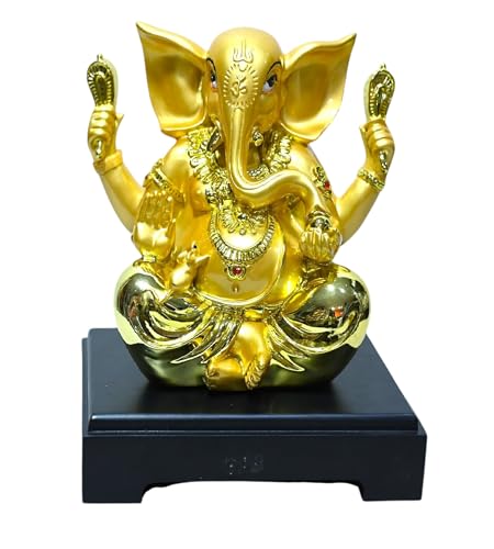 9.5 Inch Gold Color Polyresin Lord Ganesha Vinayaka Vignesha Idol for Home Decor Statue Figurine Murti Showpiece K4780 - size: Model 7 - 9.5 Inch Gold