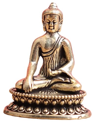 Shakyamuni Buddha Statue - Handcrafted Brass Meditation Figurine (2" Height) | Serene Buddha Sculpture for Altar, Meditation Room & Spiritual Decor - color: Shakyamuni Buddha