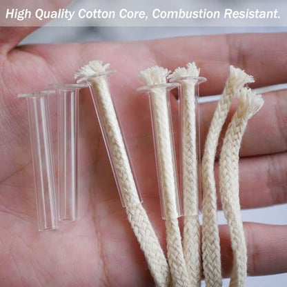10 Pieces Glass Tube Holder Wick Replacement Cotton Torch Wicks with Glass Tube Holder and Oiling Funnel for Small Oil Lamp Alcohol or DIY Oil Lamps Burner - color: 10 Pieces