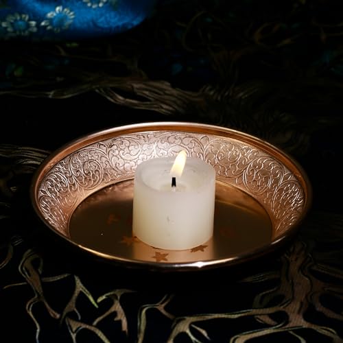 Copper Offering Prayer Ritual Bowl Plate - Great for use Meditation,Smudging, Incense,Candle Dish, Ash Catcher,Jewelry Dish,Witches(Praying) - style: Praying