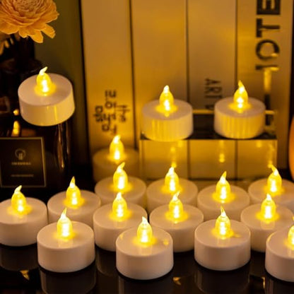 Battery Operated LED Tea Lights Flameless Flickering Candles 12PACK - color: warm yellow, size: 12pack