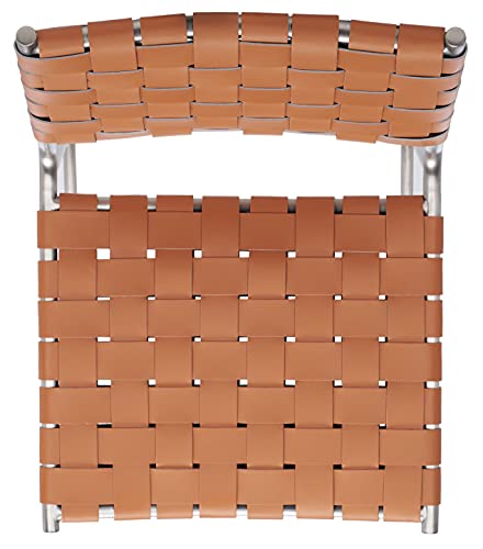 SAFAVIEH Home Collection Bahari Cognac Woven Leather/Silver 26-inch Kitchen Island Breakfast Nook Counter Stool (Fully Assembled) - color: Cognac/Silver