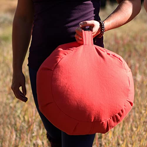 Hugger Mugger Zafu Meditation Cushion - Support in Cross-Legged Sitting, Buckwheat filled, Durable Fabric, Convenient Handle, Handmade in USA - color: Wild Sky