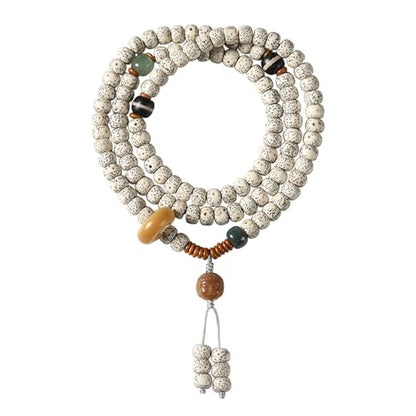 8mm 108 Mala Beads Bracelet for Men Natural Wooden/Bodhi Bead Necklace as Buddhist Meditation Prayer Beads - style: Bodhi Beads with Buddha Head