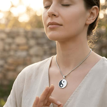 1" Stainless Steel Necklace Charms | Third Eye Vision | Peace Symbol | Finding Your Self | Yin & Yang | Moon Cat | Turtle Power | Flower of Life | | OM | Mystical Spiritual Protection, for Men & Women - style: Yin Yang