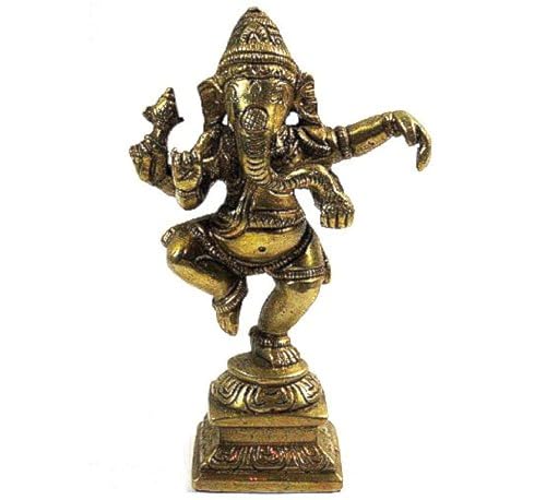 Brass Dancing Ganesh Brass Statue, Gold