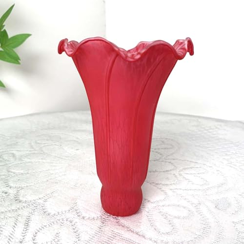 Bieye LS97 Lily Flower Blown Glass Lampshade (Red, Opening I.D. 1.26" x O.D. 1.5") - color: Red, size: Large I.D. 1.26" x O.D. 1.5"