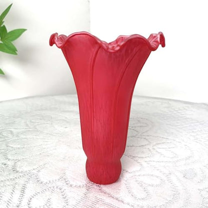 Bieye LS97 Lily Flower Blown Glass Lampshade (Red, Opening I.D. 1.26" x O.D. 1.5") - color: Red, size: Large I.D. 1.26" x O.D. 1.5"