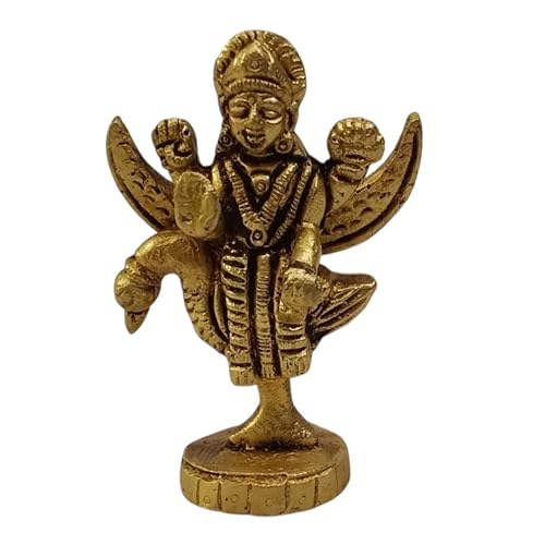 Brass Brahmani Maa Idol, 3 Inch, 100g, Handcrafted Brahmani Devi Murti for Home Temple, Pooja Room & Altar Decor