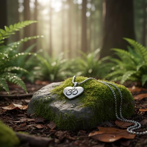 1" Stainless Steel Necklace Charms | Third Eye Vision | Peace Symbol | Finding Your Self | Yin & Yang | Moon Cat | Turtle Power | Flower of Life | | OM | Mystical Spiritual Protection, for Men & Women - style: OM Heart Silver
