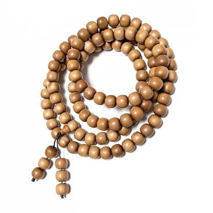 108 Mala Bead Bracelets, Authentic White Sandalwood Bead Necklace - size: 7x8mm beads