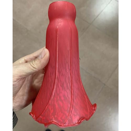 Bieye LS97 Lily Flower Blown Glass Lampshade (Red, Opening I.D. 1.26" x O.D. 1.5") - color: Red, size: Large I.D. 1.26" x O.D. 1.5"