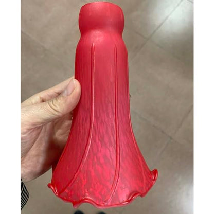 Bieye LS97 Lily Flower Blown Glass Lampshade (Red, Opening I.D. 1.26" x O.D. 1.5") - color: Red, size: Large I.D. 1.26" x O.D. 1.5"