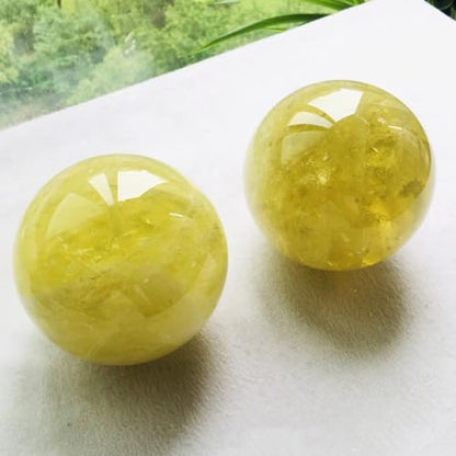 1.6-2 inch Natural Citrine Crystal Ball with Stand, Hand Polished Yellow Quartz Sphere, Reiki Healing Crystal Sphere, Energy Balancing Stone Crafts, Feng Shui Home Desktop Ornament - color: Citrine, size: 40-50mm