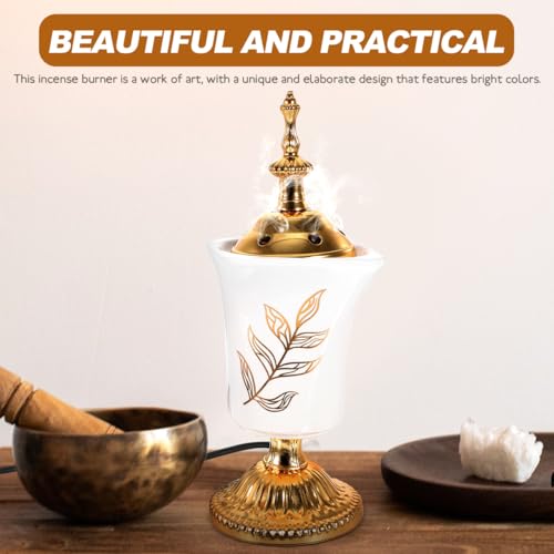 Garneck Electric Incense Burner - Middle Eastern Style Ceramic Censer for Home Decor Yoga Spa Aromatherapy