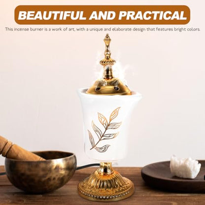Garneck Electric Incense Burner - Middle Eastern Style Ceramic Censer for Home Decor Yoga Spa Aromatherapy